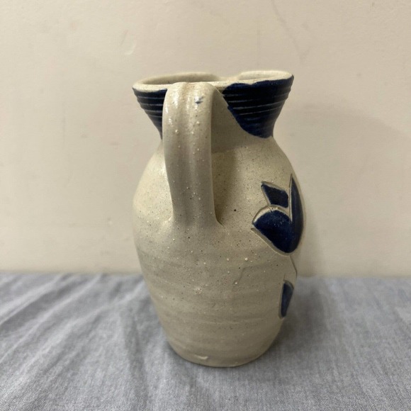 Mini Williamsburg Salt Glaze Stoneware Pitcher Salt Glaze 4.5" Cobalt Blue Grey - Picture 4 of 10